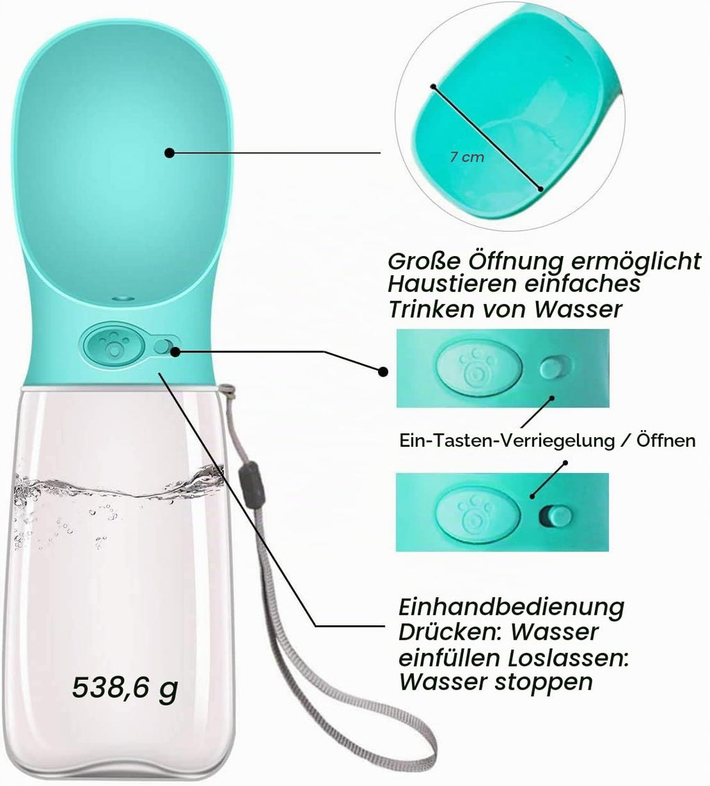 COTOP Trinkflasche Hunde für Unterwegs, 350ml, Tragbare, Weiß